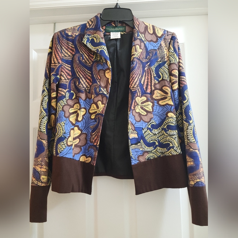 Beautiful Womens Harve Benard Open Front Multicolored Blazer